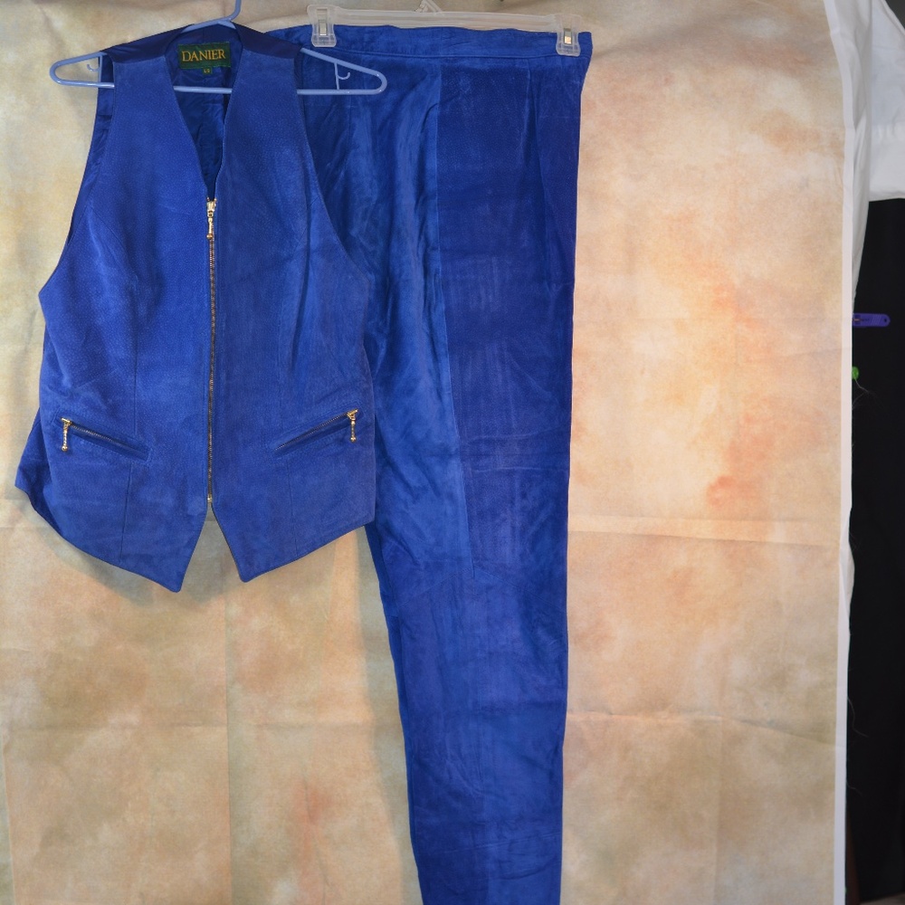 Blue Suede Danier pants & Vest SZ L /14